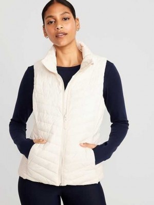 Old Navy Narrow-Channel Quilted Puffer Vest Creme De La Creme | JHO563079