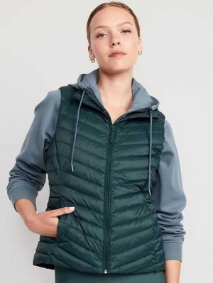 Old Navy Narrow-Channel Quilted Puffer Vest Deep Green | DGB738025