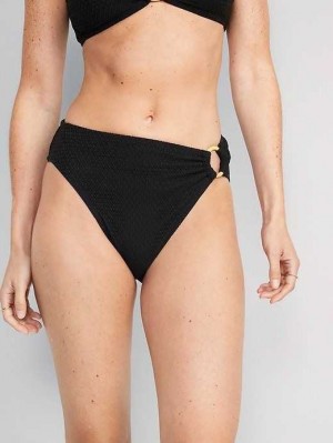 Old Navy O-Ring Crochet-Knit French-Cut Bikini Swim Bottoms Black | RXK895103