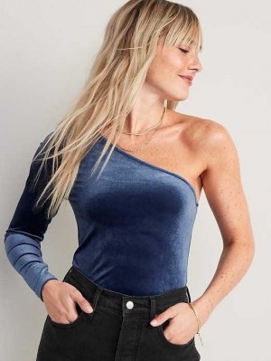 Old Navy One-Shoulder Velvet Top Obscure Night | QRA601429