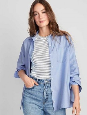 Old Navy Oversized Boyfriend Shirt Blue | ERX468037