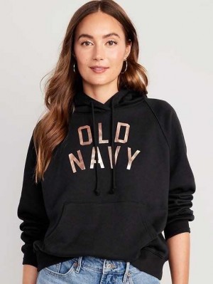 Old Navy Oversized Fleece Logo Graphic Hoodie Black | UIW946805