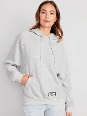 Old Navy Oversized Fleece Logo Graphic Hoodie Light Grey | SKP295384