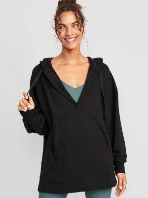 Old Navy Oversized Live-In French-Terry Tunic Hoodie Black | WJX976328