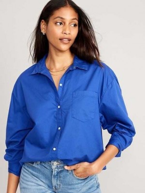 Old Navy Oversized Poplin Boyfriend Shirt Blue | LHT824179