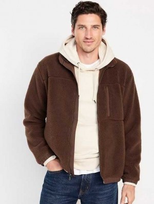 Old Navy Oversized Sherpa Zip Jacket Coffee | SYM564239