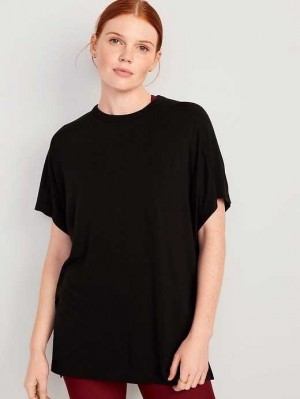 Old Navy Oversized UltraLite Rib-Panel Tunic T-Shirt Black | BGE851702