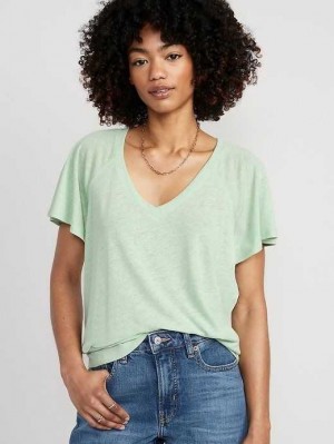 Old Navy Oversized V-Neck Linen-Blend Tunic T-Shirt Ambrosia | XYV716954