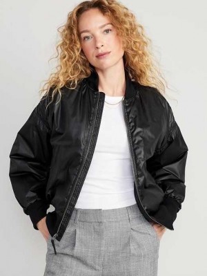 Old Navy Oversized Water-Resistant Bomber Jacket Black | GYT457031