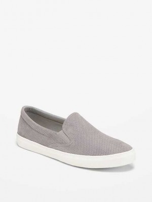 Old Navy Perforated Faux-Suede Slip-On Sneakers Cinder Smoke | RLH134287