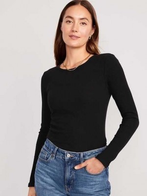 Old Navy Plush Long-Sleeve Crew-Neck T-Shirt Black | SCQ571290