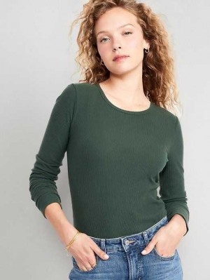 Old Navy Plush Long-Sleeve Crew-Neck T-Shirt Dark Bottle | XNU650812