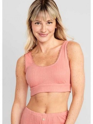 Old Navy Pointelle-Knit Bralette Top Coral | RBK376108