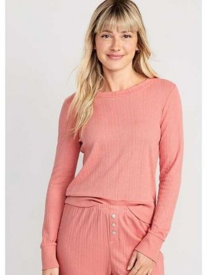 Old Navy Pointelle-Knit Cropped Pajama Top Coral | XQS983726