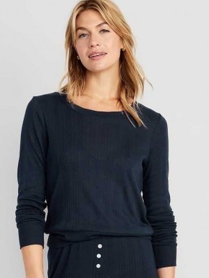 Old Navy Pointelle-Knit Cropped Pajama Top Navy | VUZ809546