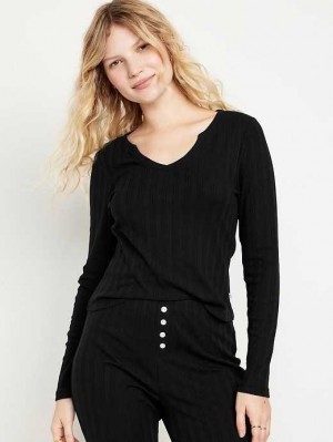 Old Navy Pointelle Knit Pajama Top Black | ANJ426309