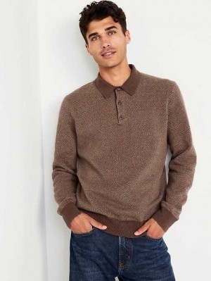 Old Navy Polo Pullover Sweater Herringbone | UBE834217