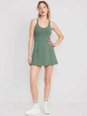 Old Navy PowerChill Sleeveless Strappy Shelf-Bra Dress Forest Shade | JBR786451