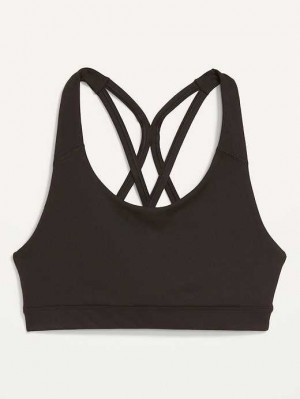 Old Navy PowerPress Strappy Sports Bra Black | NEM608743