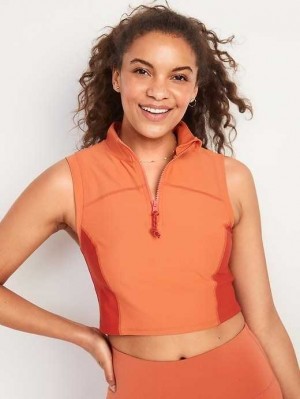 Old Navy PowerSoft 1/2-Zip Sleeveless Cropped Top Mojave | WJQ451630