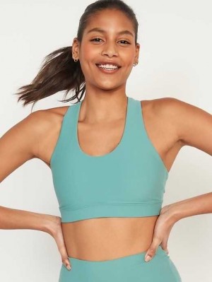 Old Navy PowerSoft Cross-Back Sports Bra Dark Green | RWX230861