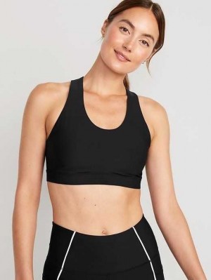 Old Navy PowerSoft Cross-Back Sports Bra Black | YXR782901