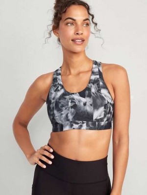 Old Navy PowerSoft Cross-Back Sports Bra Black Grey | CPT742859