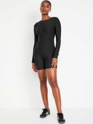 Old Navy PowerSoft Long-Sleeve Bodysuit Black | MCR165928