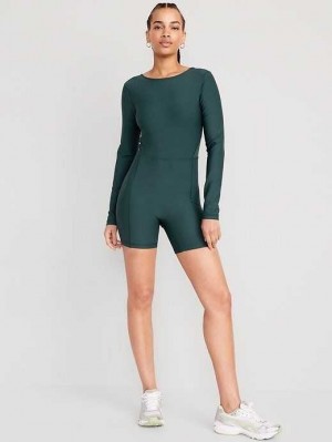 Old Navy PowerSoft Long-Sleeve Bodysuit Deep Green | VWU543067