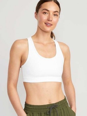 Old Navy PowerSoft Racerback Sports Bra White | AWT436980