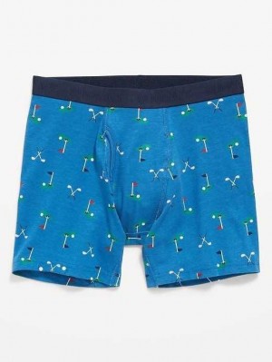 Old Navy Printed Built-In Flex Boxer-Brief Underwear Green | ZIY890261