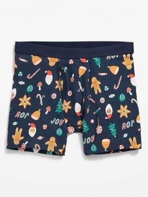 Old Navy Printed Built-In Flex Boxer-Brief Underwear Gingerbread | SRY315497