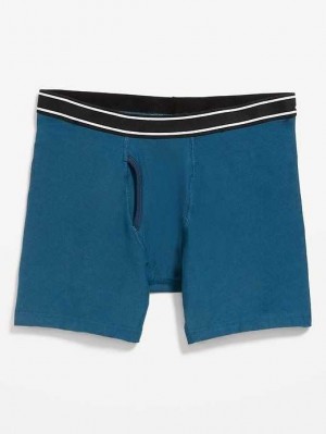 Old Navy Printed Built-In Flex Boxer-Brief Underwear Blue Stripes | NOR895671