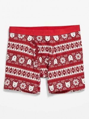 Old Navy Printed Built-In Flex Boxer-Brief Underwear Red | YEH317405