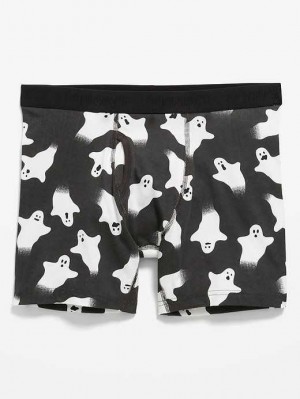 Old Navy Printed Built-In Flex Boxer-Brief Underwear Black | APD659708