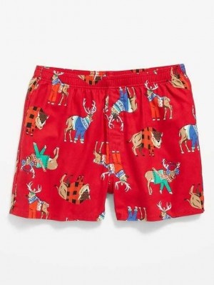 Old Navy Printed Flannel Boxer Shorts Reindeer | MPO694370