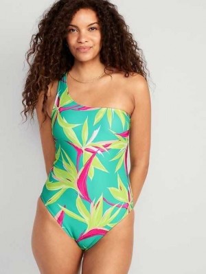 Old Navy Printed One-Shoulder Swimsuit Tropic Days | GLN789205