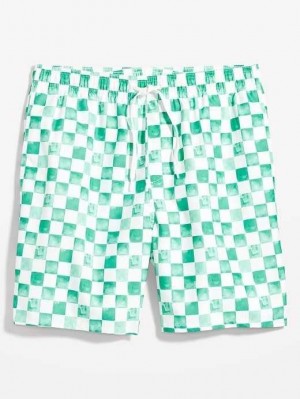 Old Navy Printed Swim Trunks Green | BOR213804