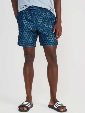 Old Navy Printed Swim Trunks Multicolor Blue | JIN178605