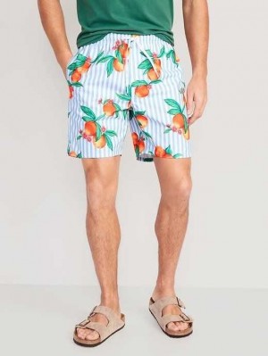 Old Navy Printed Swim Trunks Peaches & Stripes | BUI076234