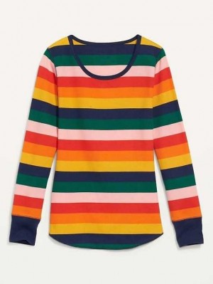 Old Navy Printed Thermal-Knit Long-Sleeve Pajama Top Multicolor | NZX846923