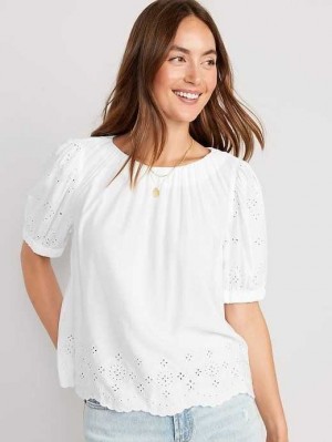 Old Navy Puff-Sleeve Shirred Top Calla Lilies | QTY058729