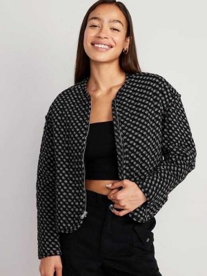 Old Navy Quilted Bomber Jacket Black | DVP197308