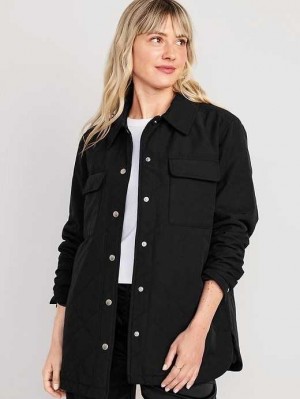 Old Navy Quilted Utility Shacket Black | SEM467192