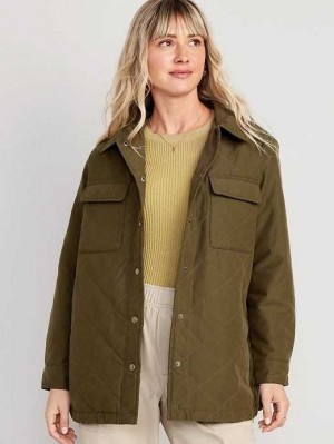 Old Navy Quilted Utility Shacket Conifer | DAZ630278