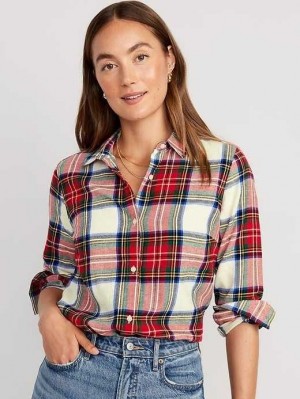 Old Navy Relaxed Classic Flannel Shirt Red / White | FVI473986