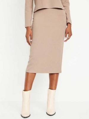 Old Navy Rib-Knit Midi Skirt Brown | JYC017698