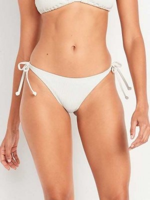 Old Navy Rib-Knit String Bikini Swim Bottoms Creme De La Creme | EVD753820