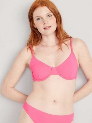 Old Navy Rib-Knit Underwire Bikini Swim Top Neon Petunia | AJP258140