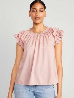 Old Navy Ruffle-Trim Smocked Top Pink | PTB503487